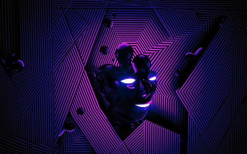 neon cyberpunk face