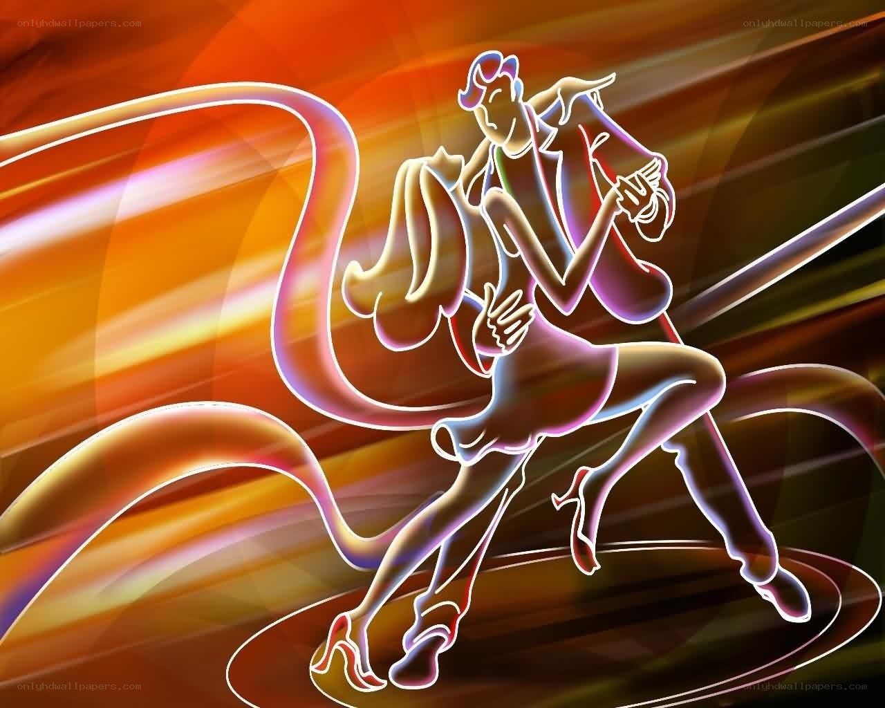 Neon dance couple illustration