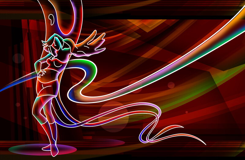 neon dancer with flowing lines