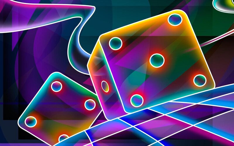 Neon Dice on Grid