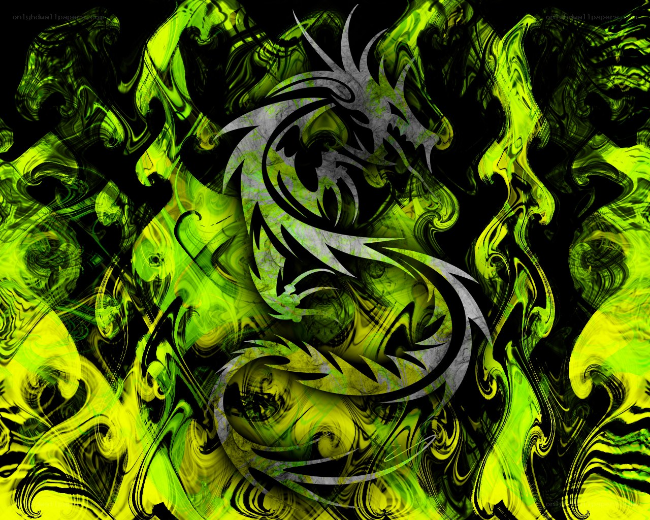 Neon dragon abstract art