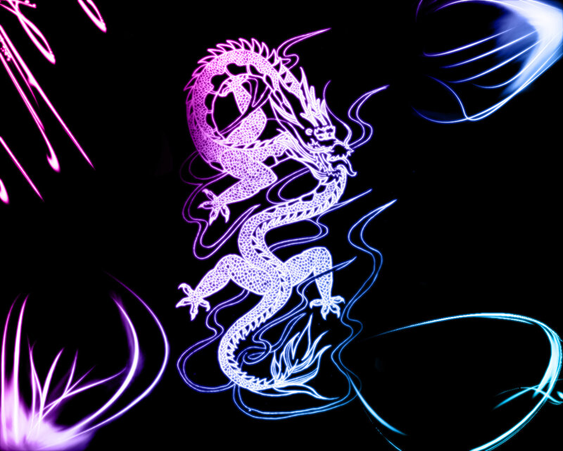 neon dragon light art
