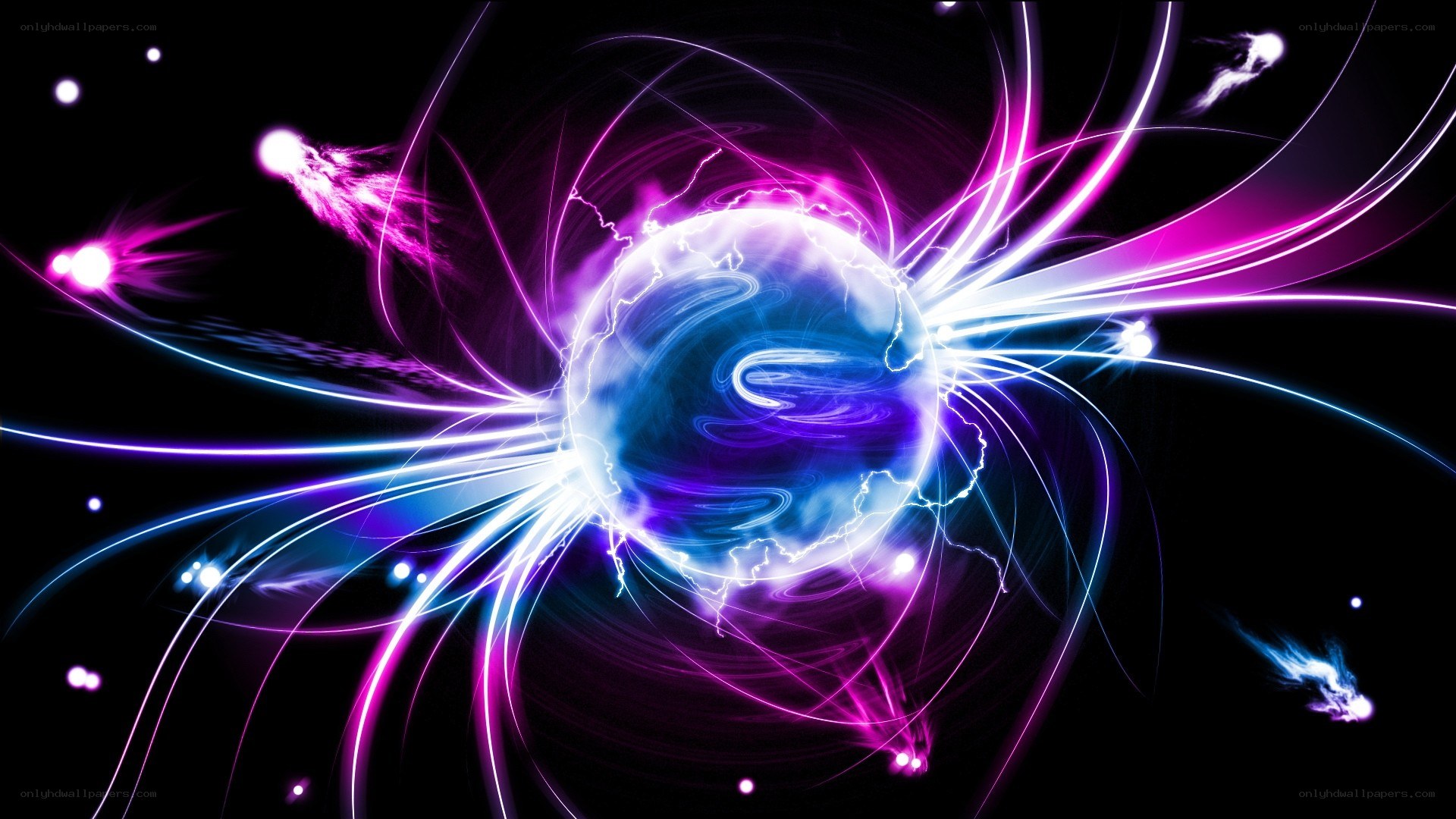 neon energy sphere in space