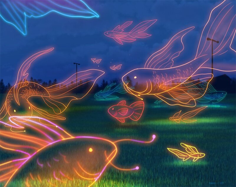 Neon Fish in Field
