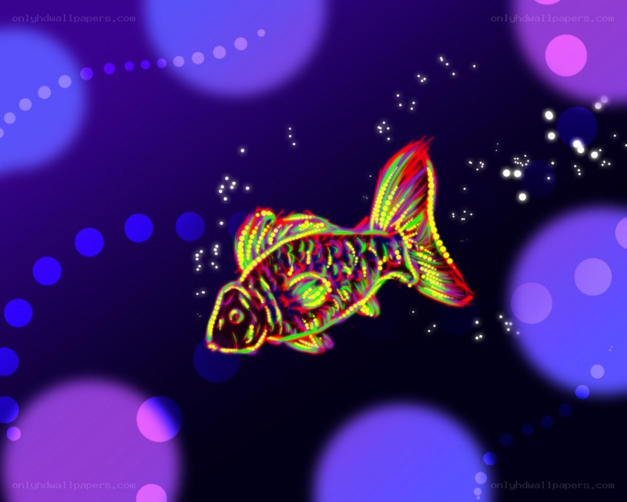 neon fish in glowing water