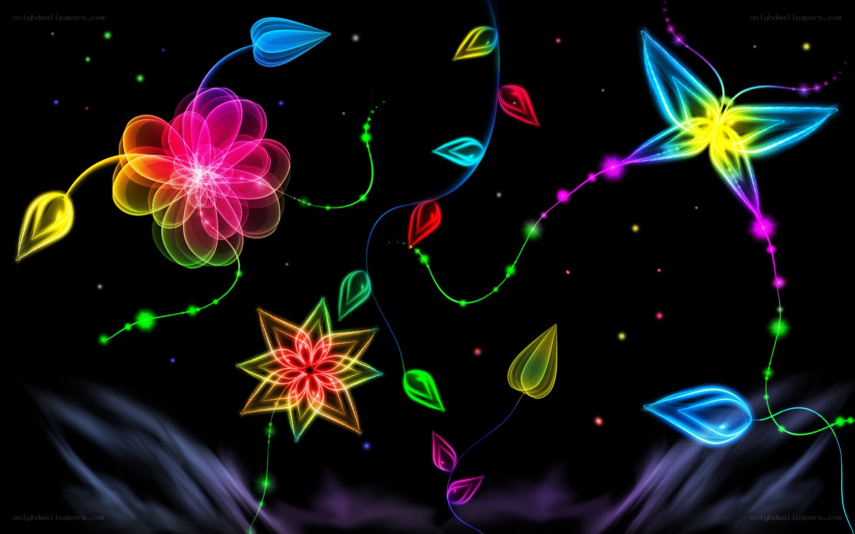 neon floral abstract art