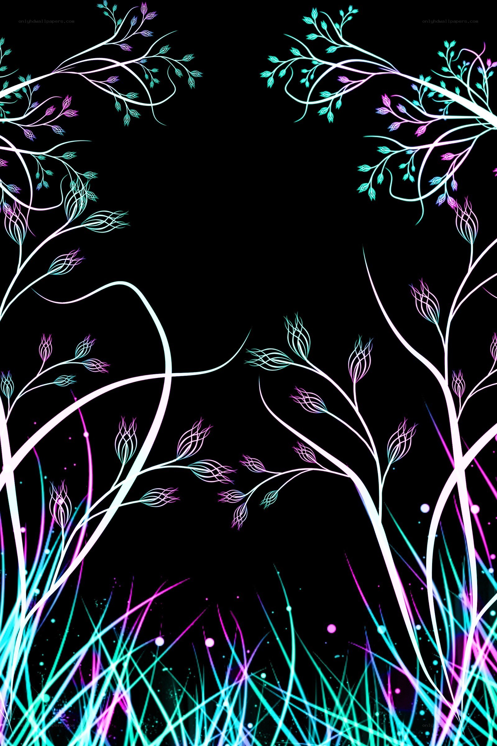 neon floral abstract background