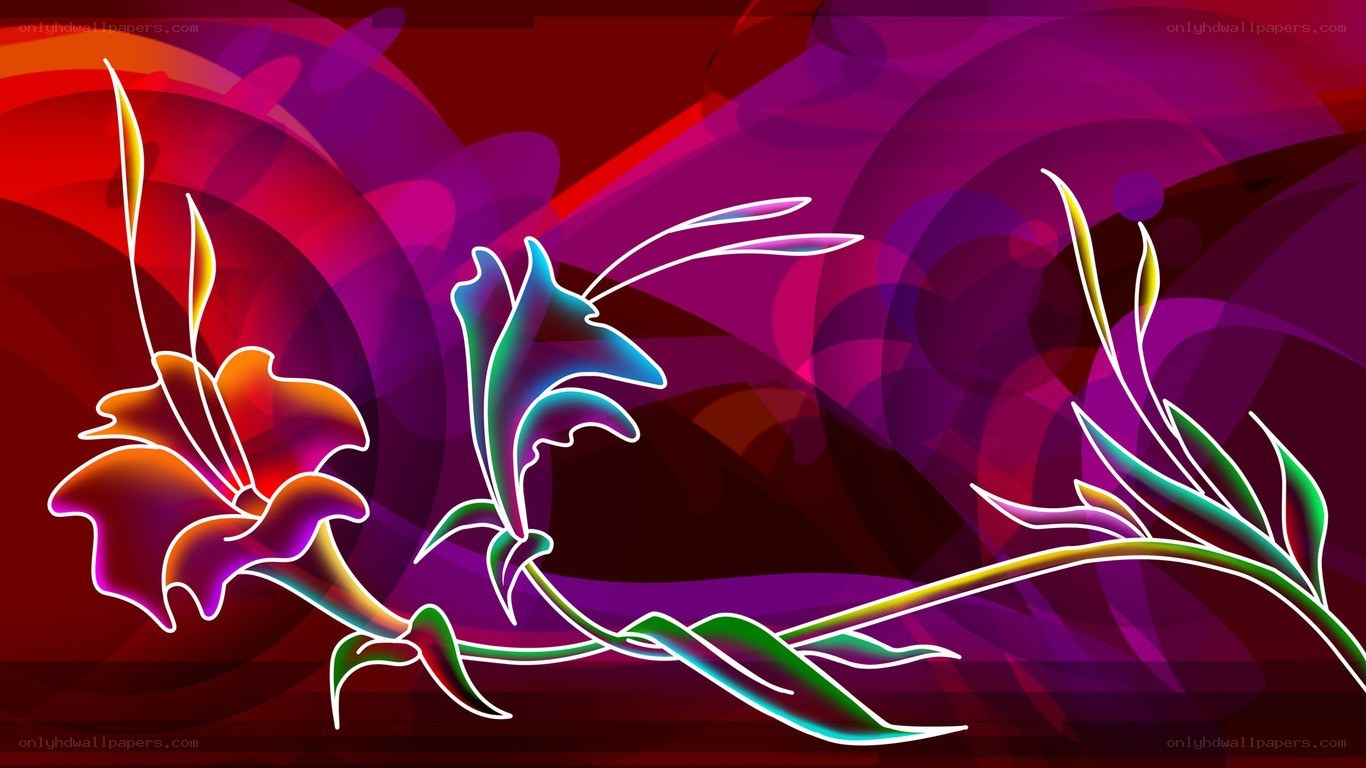 Neon floral abstract design