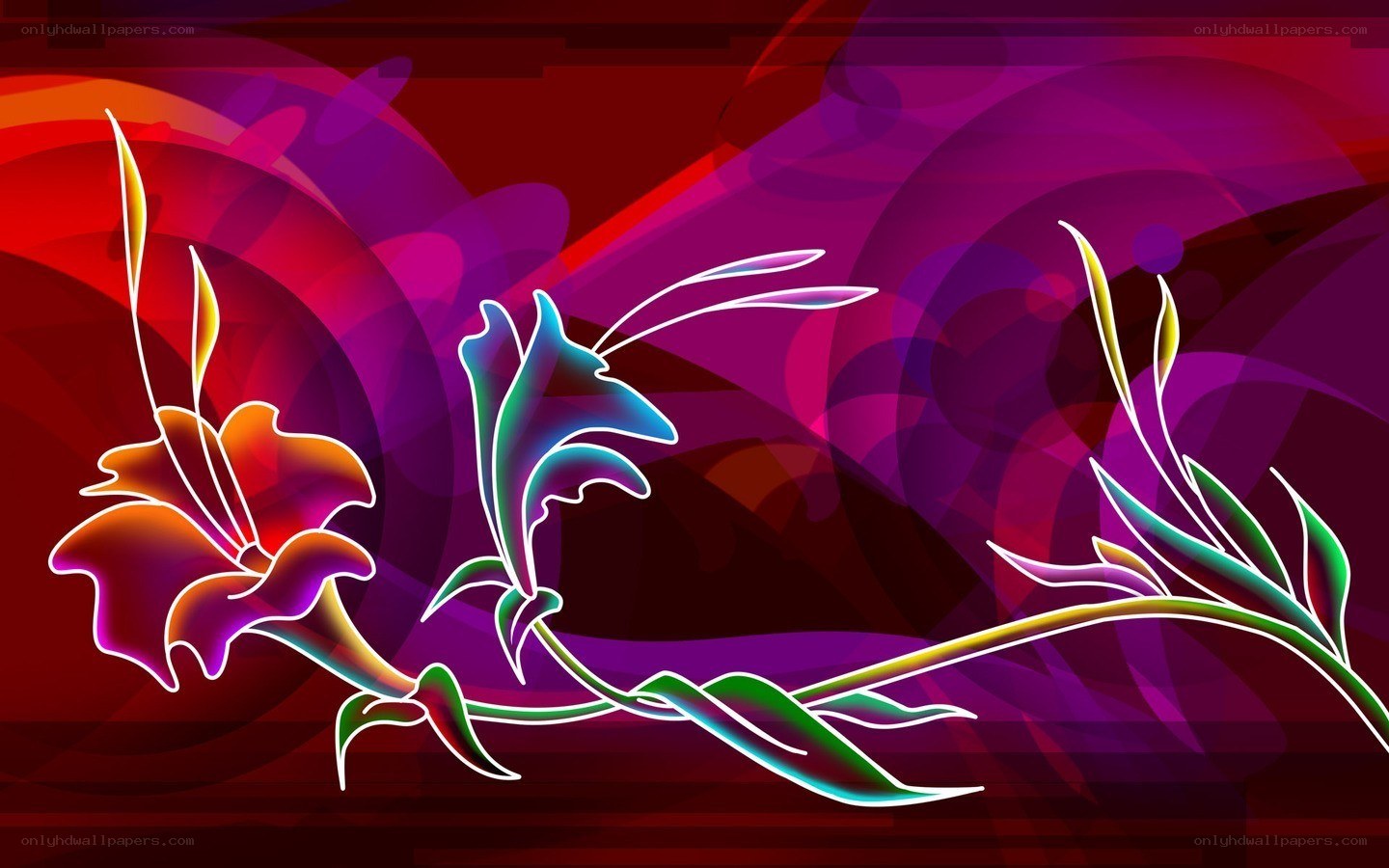 neon floral abstract design