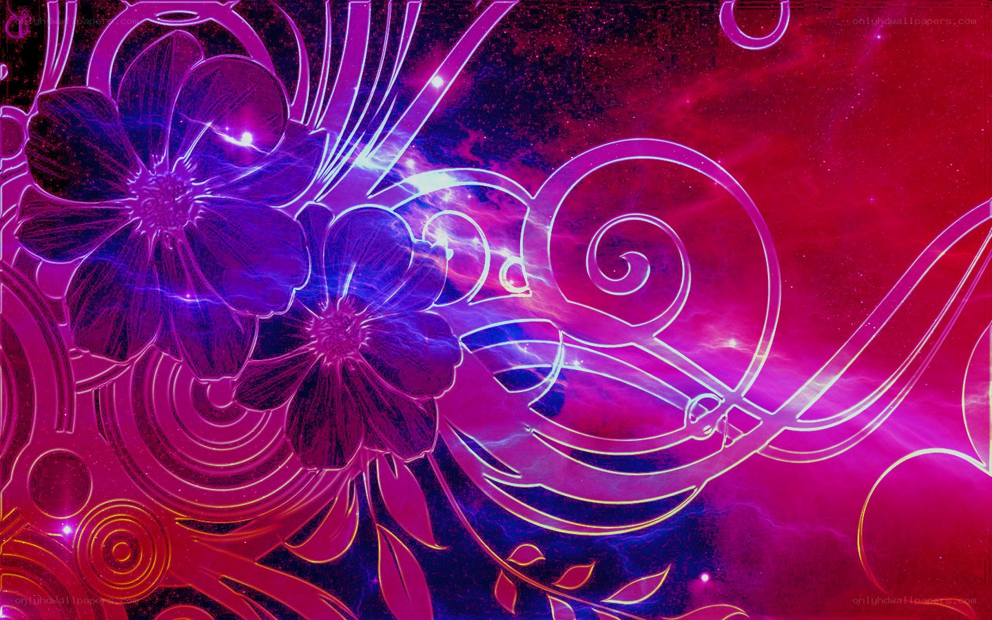 neon floral abstract design