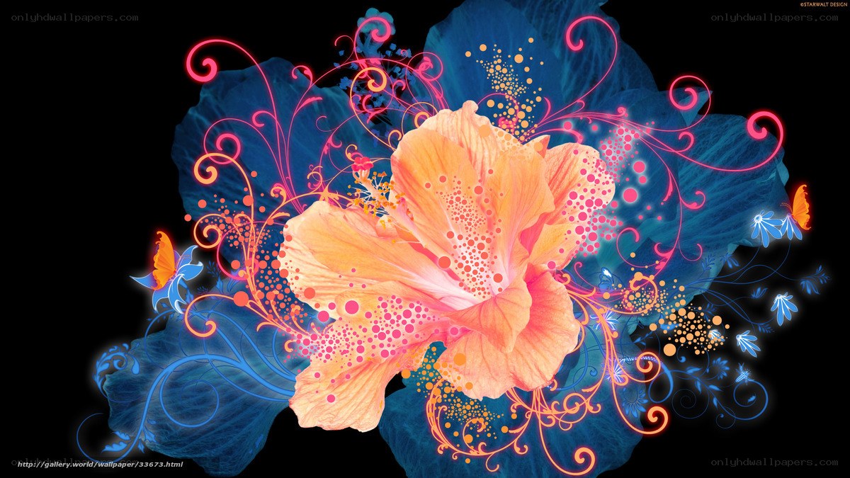 Neon floral abstract design