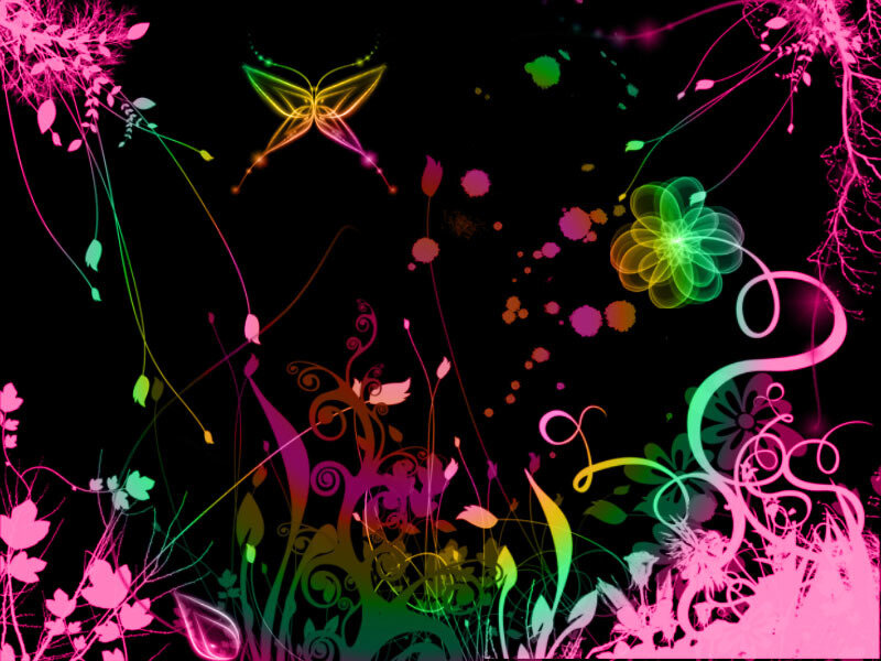 Neon Floral Design — Black