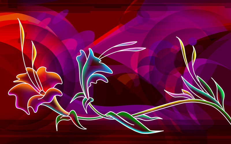 Neon Floral Design — Purple