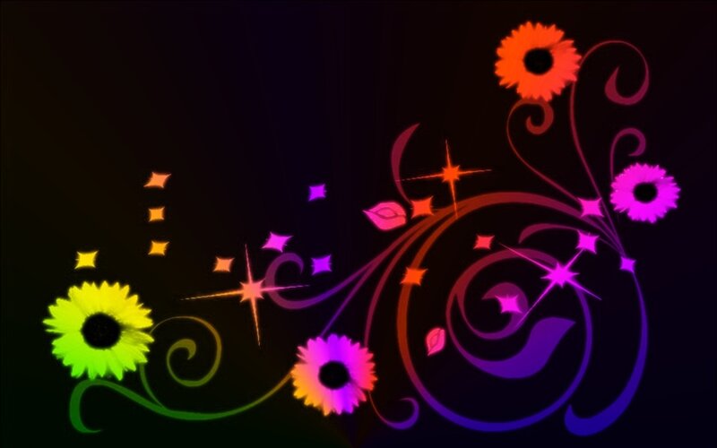 Neon Floral Design — Purple, Vibrant