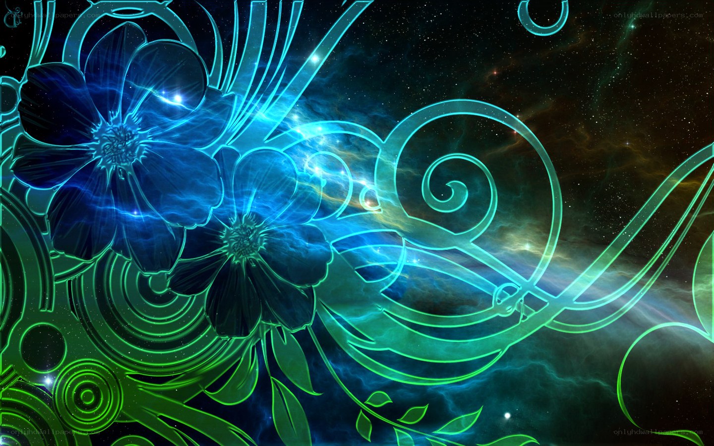 neon floral space design