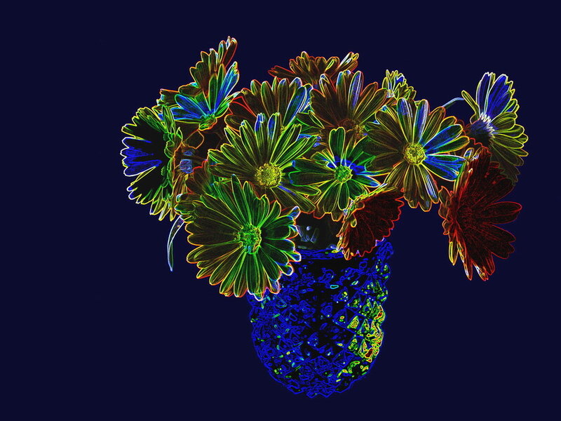 Neon Flowers in a Vase