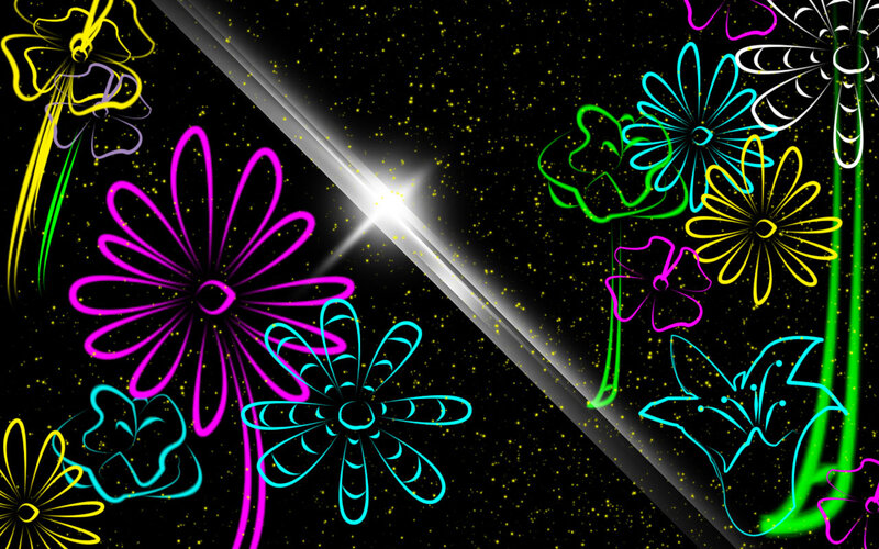 Neon Flowers on Black