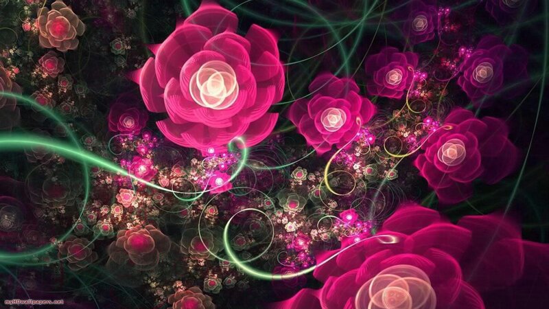 Neon fractal floral design