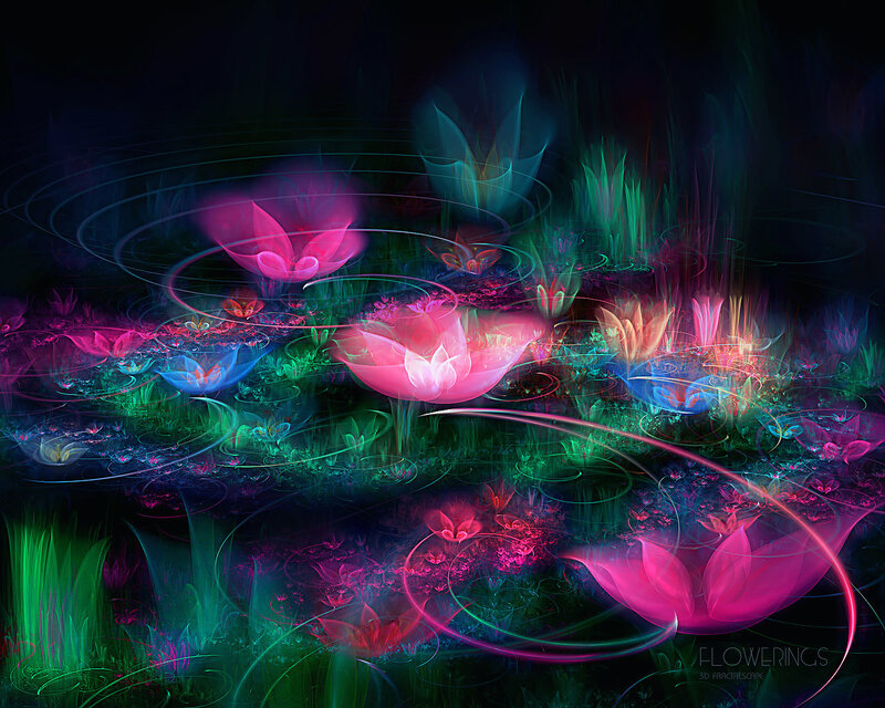 Neon fractal flower garden