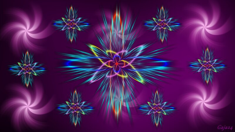 Neon Fractal Flowers — Purple