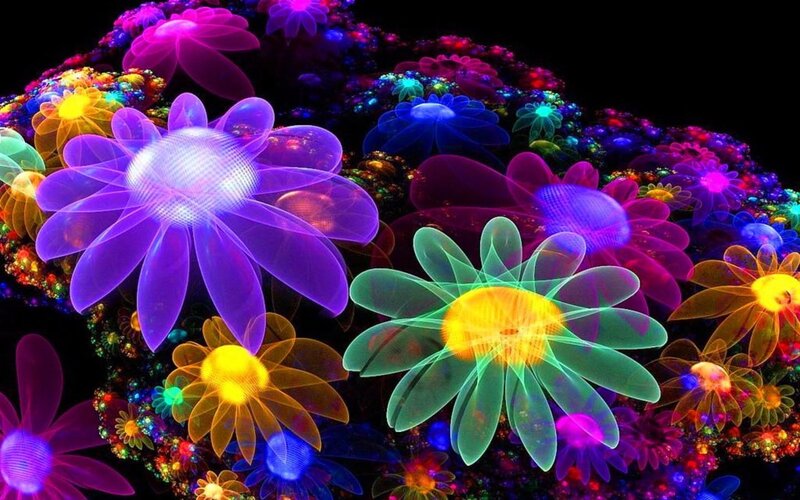 Neon Fractal Flowers