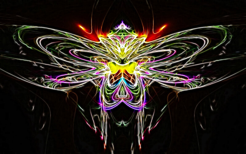 neon fractal insect design