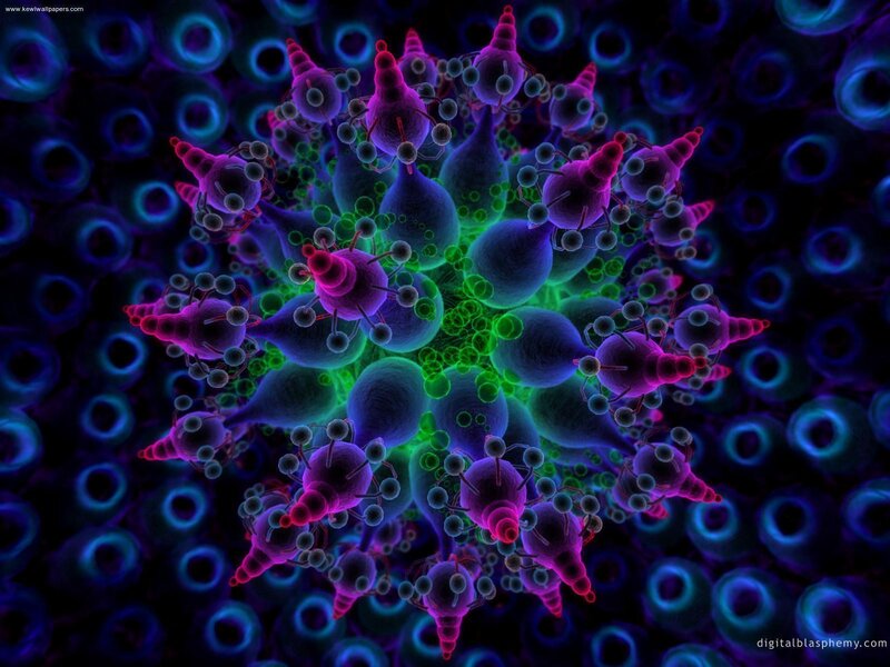 Neon Fractal Microorganisms