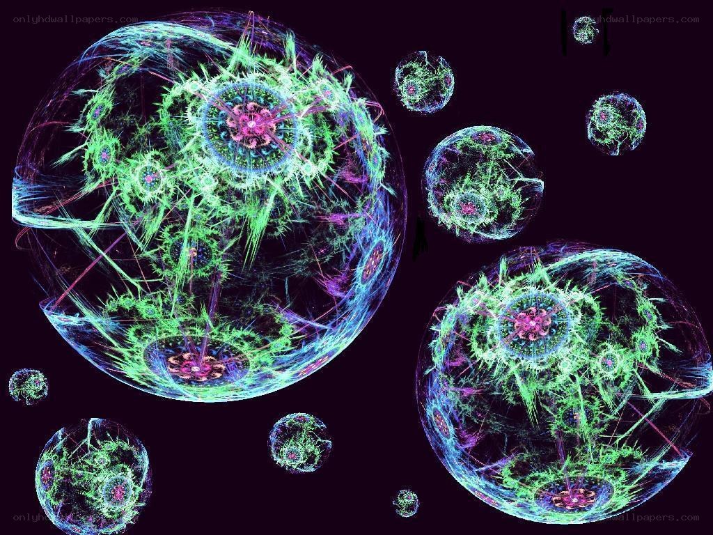 Neon fractal spheres