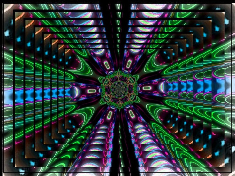 Neon Fractal Tunnel — Green