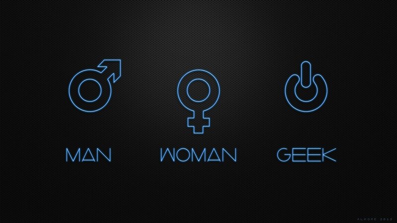 Neon gender and geek symbols