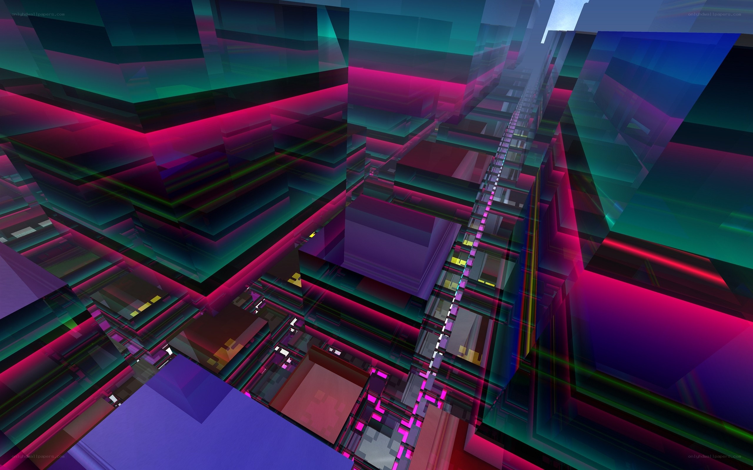 neon geometric cityscape