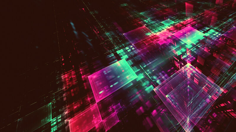 Neon Geometric Cubes
