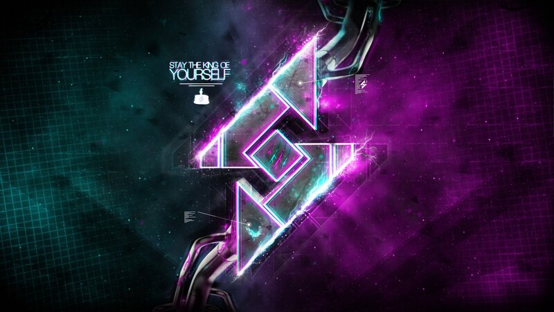 neon geometric design with text