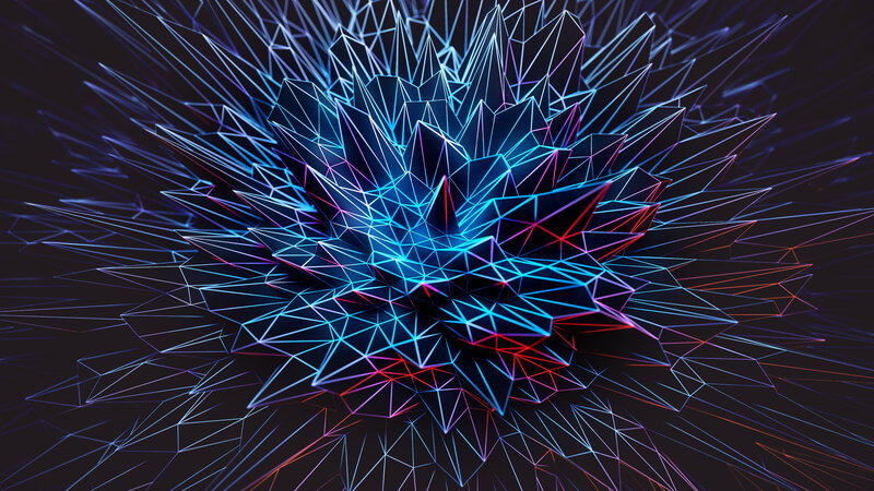 Neon Geometric Explosion — Blue