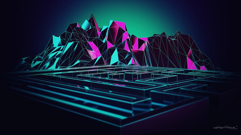 Neon Geometric Mountains