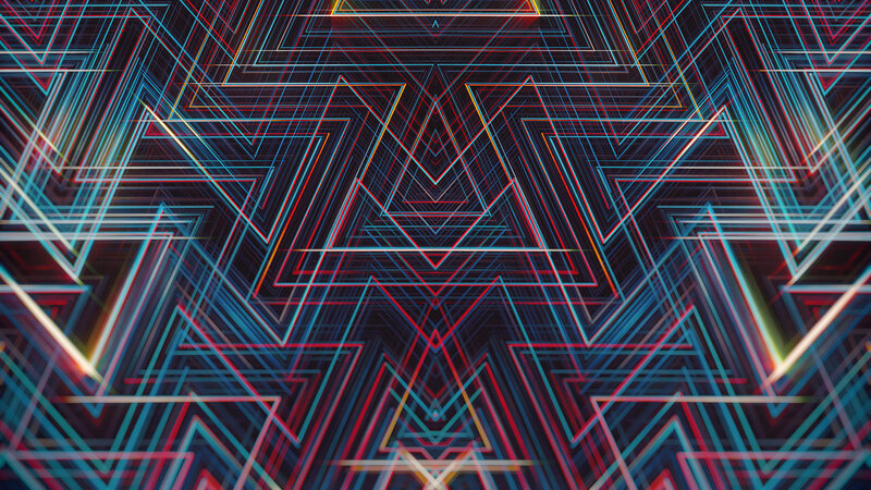 Neon Geometric Pattern — Blue, Hypnotic