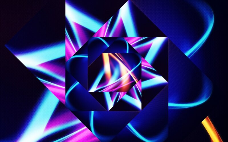 Neon Geometric Pattern — Blue