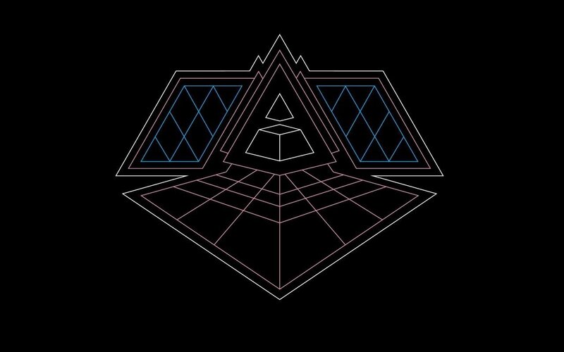 neon geometric pyramid design