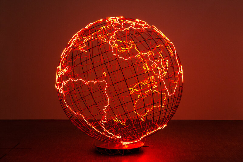 Neon globe sculpture