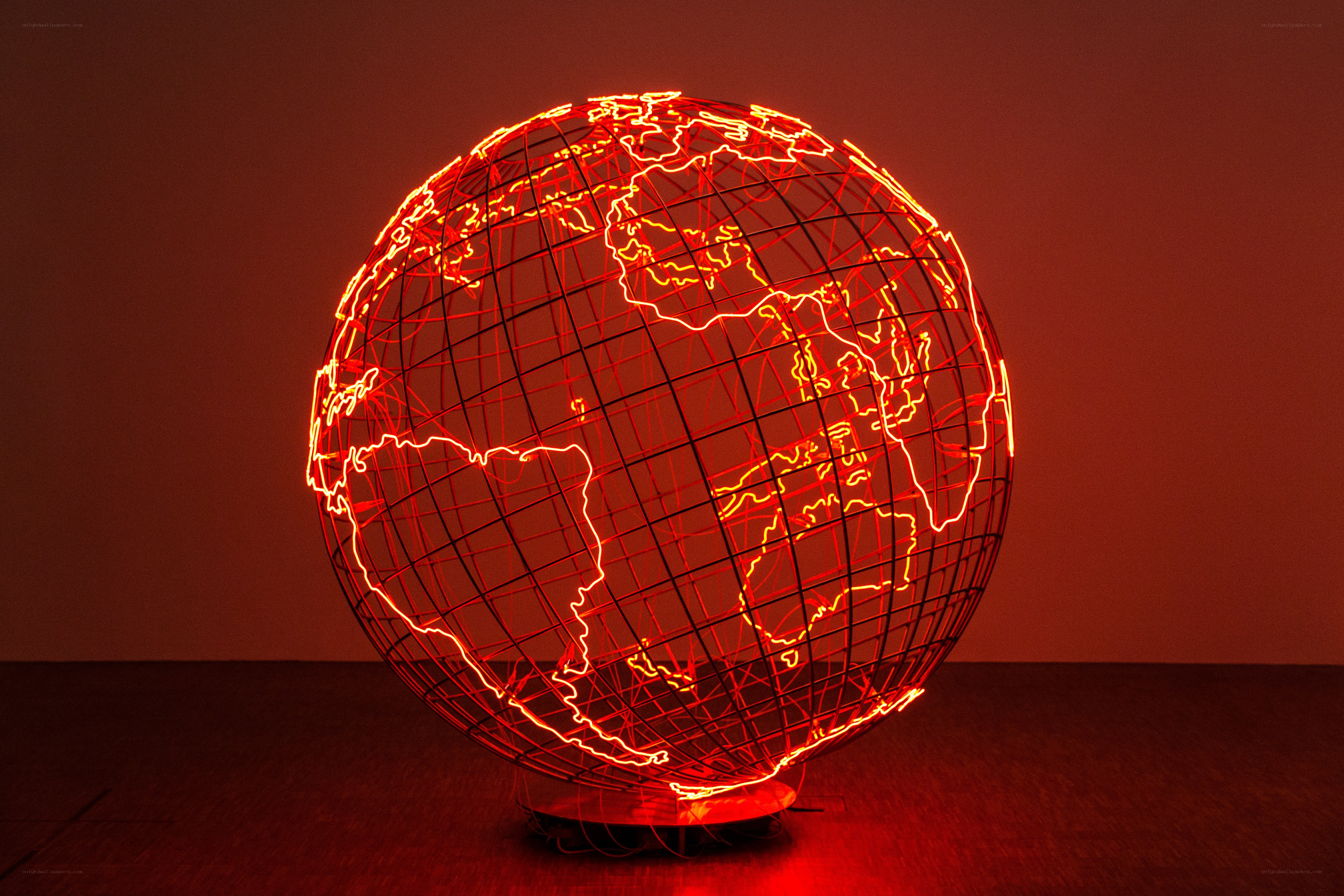 Neon globe sculpture
