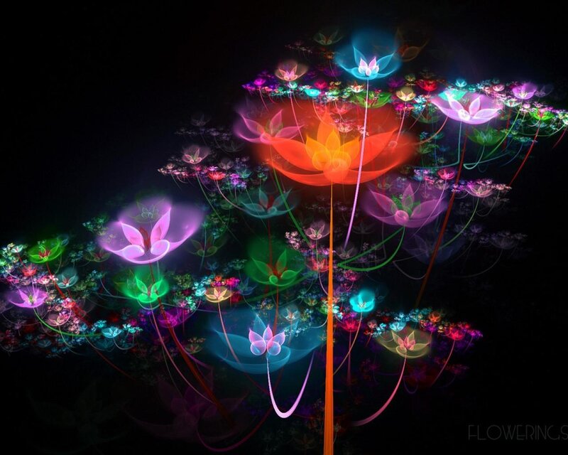 Neon glowing flowers
