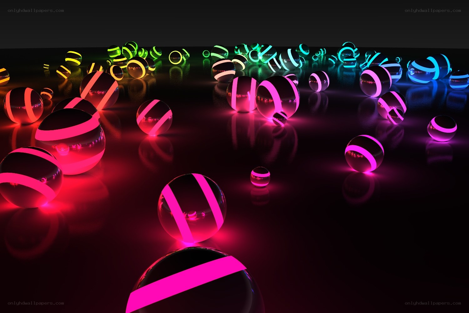 Neon glowing spheres