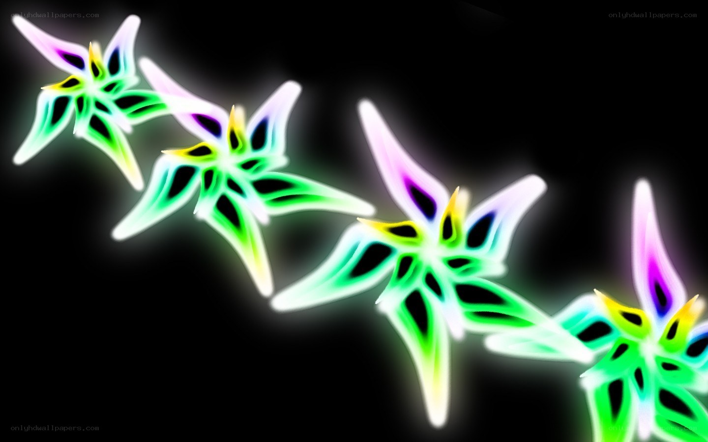 neon glowing star shapes