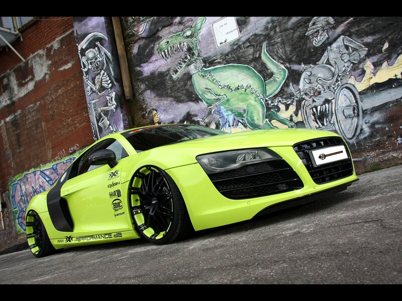 Neon green Audi R8 with graffiti