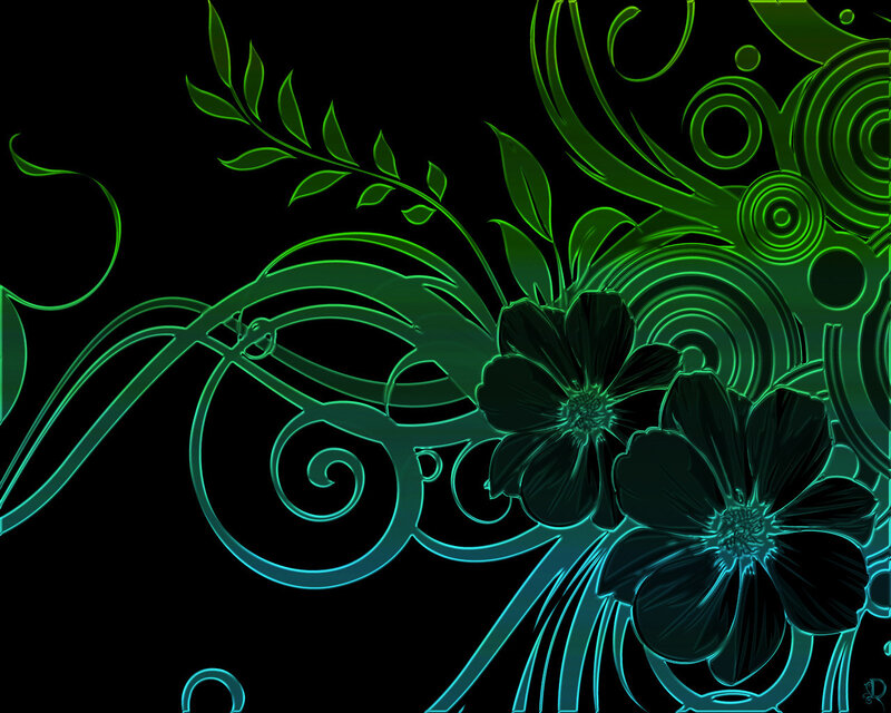 neon green floral design