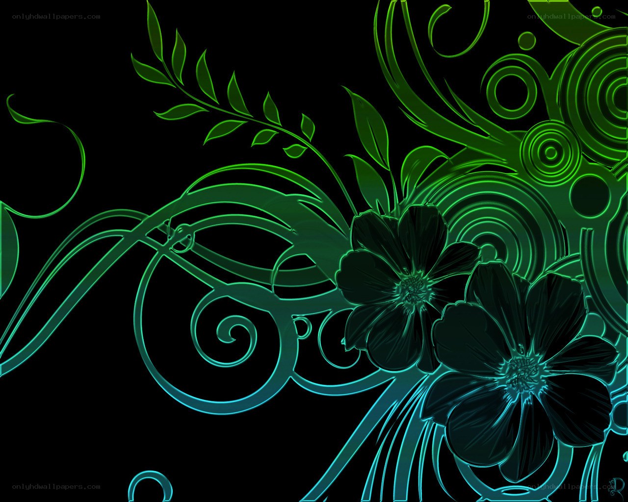 neon green floral design