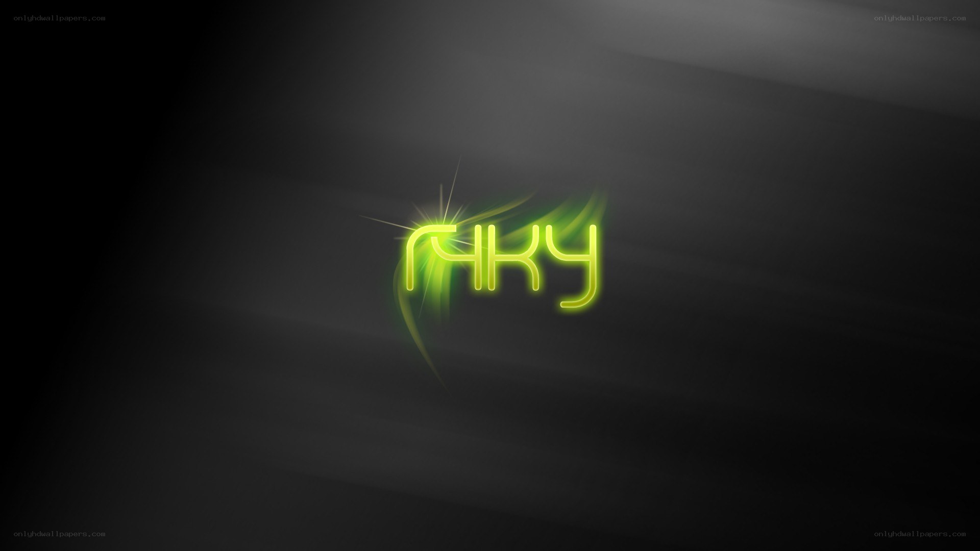 neon green logo on dark background