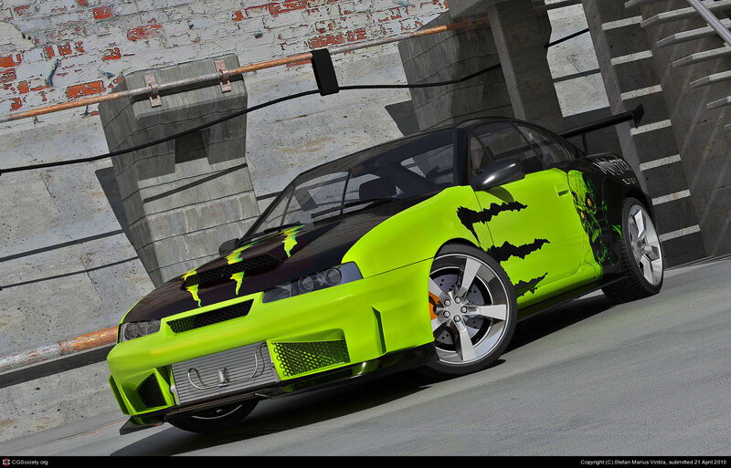 neon green race car