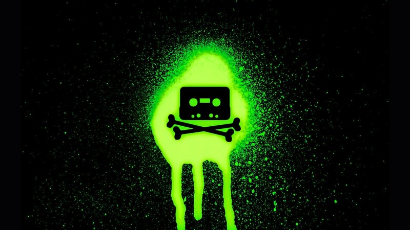 neon green tape skull