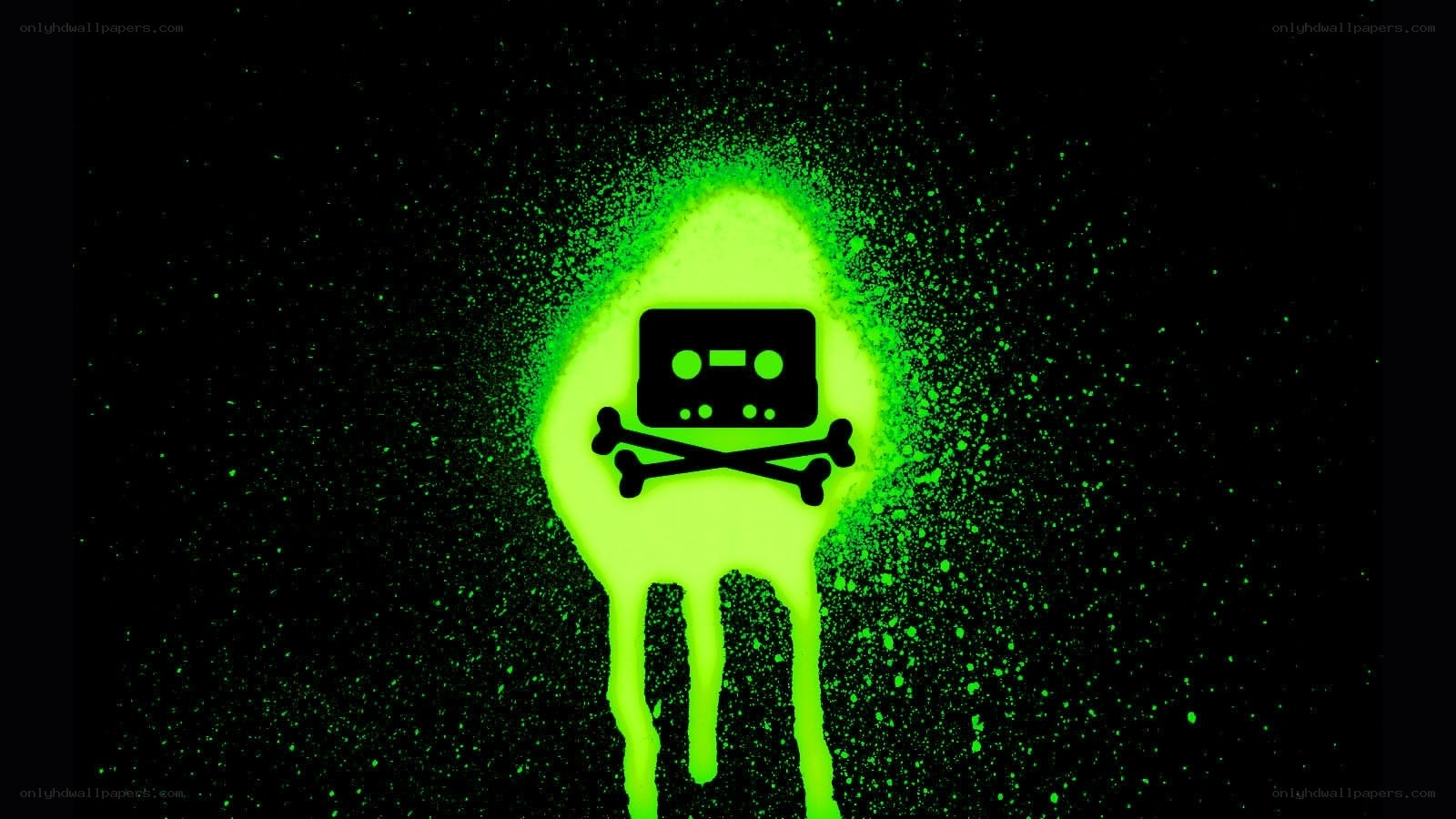 neon green tape skull